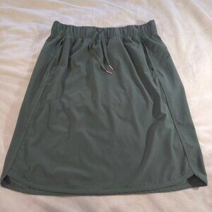 Olive Green Athletic Skirt Small Pockets Drawstring